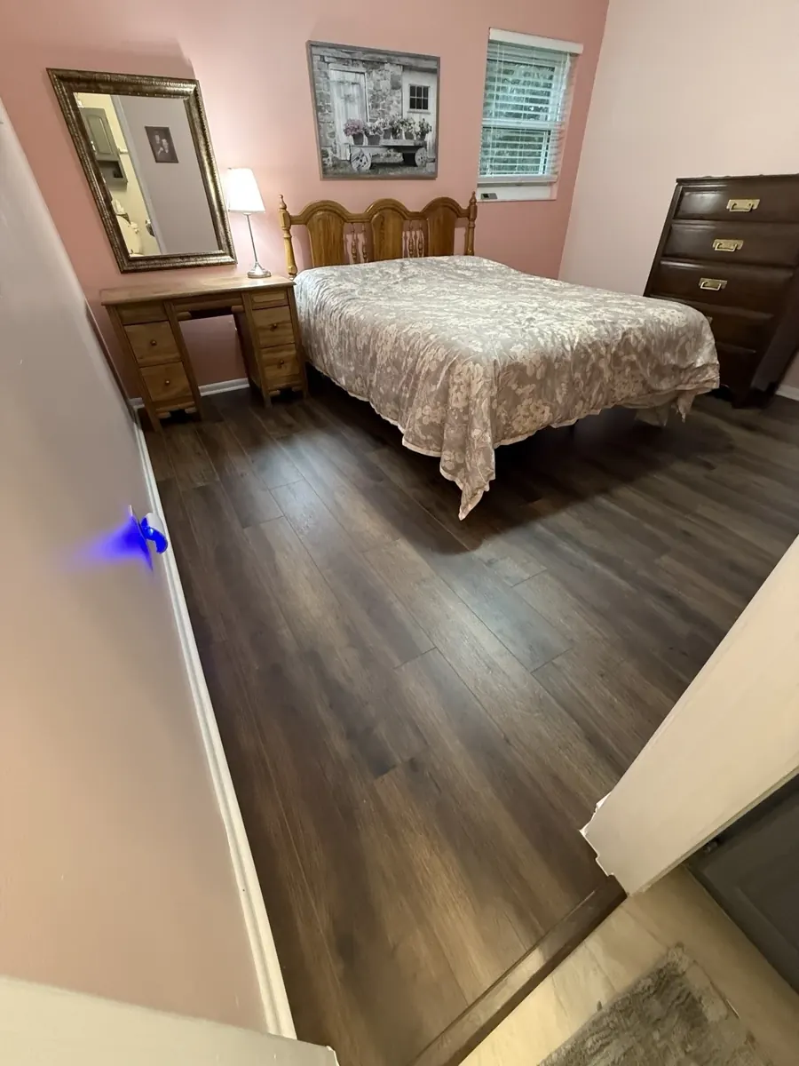 Bedroom flooring — wide view