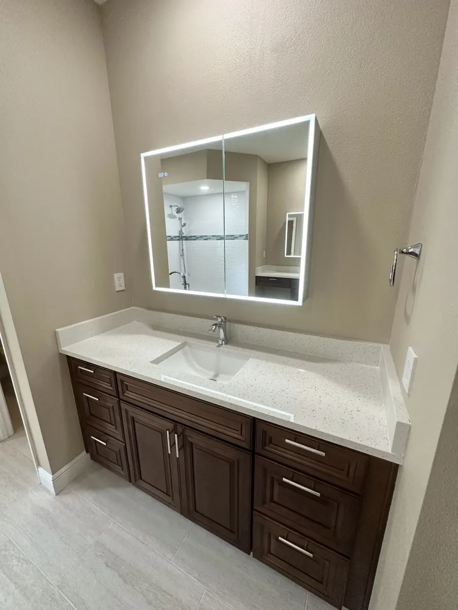 Coordinated vanity & shower details